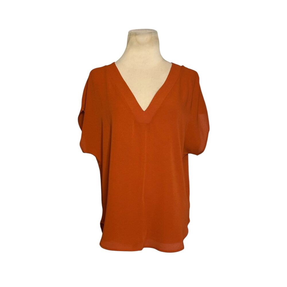 Forever 21 rust orange v neck short sleeves blouse size small